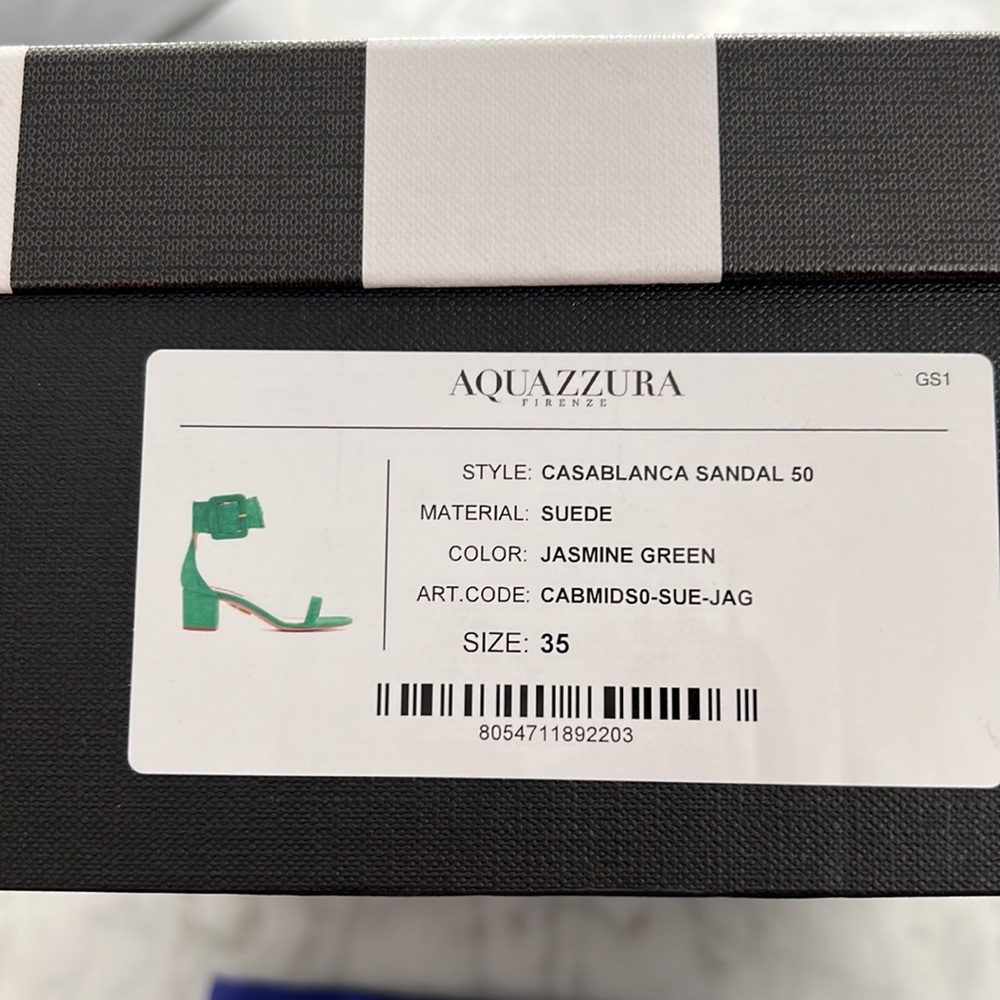Authentic Aquazzura Suede 💯 goat skin Jasmine green sandals - Picture 9 of 13